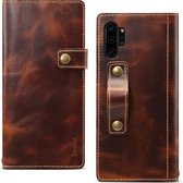 Voor Galaxy Note 10 Plus Denior Oil Wax koeienhuid DK magnetische knop Horizontale flip lederen tas met houder en kaartsleuven en portemonnee (bruin)