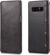 Voor Galaxy Note 8 Denior Oil Wax koeienhuid eenvoudige horizontale flip lederen tas met kaartsleuven en portemonnee (zwart)