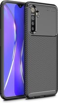 Voor OPPO Realme XT Carbon Fiber Texture Shockproof TPU Case (Zwart)