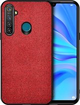 Voor OPPO Realme 5 Pro schokbestendige doektextuur PC + TPU beschermhoes (rood)