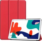 Voor Huawei MatePad 10.4 inch Effen kleur Anti-fall Horizontale Flip Tablet PC Beschermende lederen tas met beugel (rood)