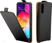 Voor Galaxy A30s / A50 zakelijke stijl verticale flip TPU lederen tas met kaartsleuf (zwart)