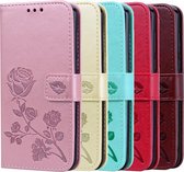 Voor Xiaomi Redmi Note 8 Rose reliÃ«f horizontaal Flip PU lederen tas, met houder & kaartsleuven & portemonnee (bruin)