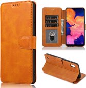 Voor Samsung Galaxy A10 Kalf Textuur Magnetische Gesp Horizontale Flip Leren Case met Houder & Kaartsleuven & Portemonnee & Fotolijst (Kaki)