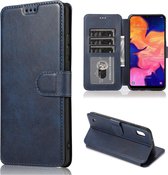 Voor Samsung Galaxy A10 Kalfs Textuur Magnetische Gesp Horizontale Flip Leren Case met Houder & Kaartsleuven & Portemonnee & Fotolijst (Blauw)