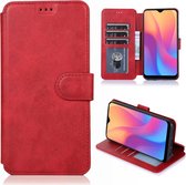 Voor xiaomi redmi 8a kalf textuur magnetische gesp horizontale flip lederen tas met houder & kaartsleuven & portemonnee & fotolijst (rood)