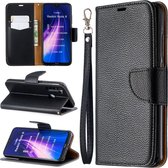 Voor Xiaomi Redmi Note 8 Litchi Texture Pure Color Horizontale Flip PU Leather Case met houder & kaartsleuven & Wallet & Lanyard (zwart)