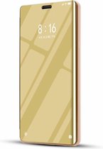 Galvaniseren spiegel horizontale flip lederen tas voor OPPO R17, met houder (goud)