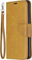 Voor xiaomi redmi note 8 retro lamsvacht textuur pure kleur horizontale flip pu lederen case met houder & kaartsleuven & portemonnee & lanyard (geel)