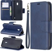 Retro lamsvacht textuur pure kleur horizontale flip pu lederen tas met houder & kaartsleuven & portemonnee & lanyard voor Nokia 2.2 (blauw)
