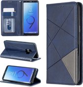 Ruit textuur horizontale flip magnetische lederen tas met houder en kaartsleuven en portemonnee voor Galaxy S9 (blauw)