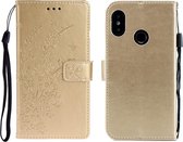 Voor Redmi 6 Pro Plum Blossom-patroon Links en rechts Flip Leren Case met Beugel & Kaartsleuf & Portemonnee & Lanyard (Golden)