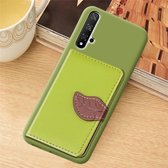 Litchi Pattern Card Bag Wallet Bracket + TPU Phone Case met Card Slot Wallet Bracket Functie Voor Huawei Honor 20 (Groen)