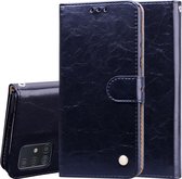 Voor Galaxy A51 Business Style Oil Wax Texture Horizontal Flip Leather Case, met houder & kaartsleuven & portemonnee (zwart)