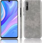 Voor Huawei Y8p Shockproof Litchi Texture PC + PU Case (grijs)