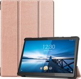 Voor Lenovo M10 FHD REL TB-X605FC Custer Pattern Pure Color Horizontale Flip Leren Case met Three-fold houder & Wake-up / Sleep-functie (Rose Gold)