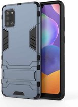 Voor Galaxy A31 schokbestendige pc + TPU beschermhoes met verborgen houder (marineblauw)