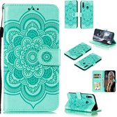 Mandala reliÃ«fpatroon horizontale flip PU lederen tas met houder & kaartsleuven & walle & lanyard (groen)