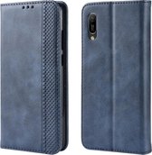 Magnetische gesp Retro Crazy Horse Texture Horizontale Flip Leather Case voor Huawei Y6 Pro (2019), met houder & kaartsleuven & fotolijst (blauw)