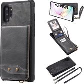 Voor Galaxy Note 10 plus verticale flip portemonnee schokbestendige achterkant beschermhoes met houder & kaartsleuven & lanyard & fotolijsten (grijs)