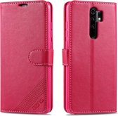 Voor xiaomi redmi 9 AZNS schapenvacht textuur horizontale flip lederen case met houder & kaartsleuven & portemonnee (rood)