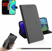 Voor Xiaomi Redmi Note 9s / Note 9 Pro Max Lmitated Mirror Surface Horizontal Flip Leather Case met houder & kaartsleuven & portemonnee & lanyard (zwart)