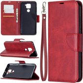 Voor xiaomi redmi note 9 retro lamsvacht textuur pure kleur horizontale flip pu lederen case met houder & kaartsleuven & portemonnee & lanyard (rood)