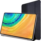 Voor Huawei Matepad 10.4 TPU Silk Texture Drievoudige horizontale flip lederen tas met houder (zwart)