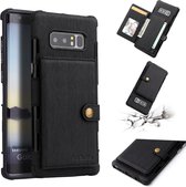 Voor Galaxy Note8 Brushed Texture Shockproof PU + TPU Case, met kaartsleuven & portemonnee en fotolijst (zwart)