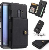 Voor Galaxy S9 Brushed Texture Shockproof PU + TPU Case, met kaartsleuven & portemonnee en fotolijst (zwart)