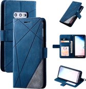 Voor Samsung Galaxy S10e Skin Feel Splicing Horizontale flip lederen tas met houder & kaartsleuven & portemonnee & fotolijst (blauw)