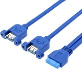 50CM USB3.0 Datakabel Moederbord 20p naar Dual Usb3.0 Baffle Line met oor