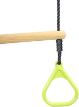 B-Play Houten trapeze met kunststof driehoeksringen Limoengroen en PP Touw Zwart