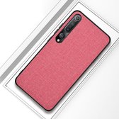 Voor Xiaomi Mi 10 schokbestendige doektextuur PC + TPU beschermhoes (roze)