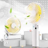 S2 draagbare opvouwbare handheld elektrische ventilator, met 3 snelheden en nachtlampje (wit)