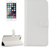 Voor iphone 6 & 6s litchi textuur horizontale flip lederen tas met houder en kaartsleuven en portemonnee (wit)