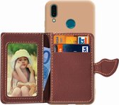 Bladgesp Lychee Texture Kaarthouder PU + TPU Case voor Huawei Enjoy 9 Plus / Y9 2019, met kaartsleuf & portemonnee & houder & fotolijst