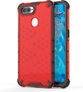 Shockproof Honeycomb PC + TPU Case voor OPPO F9 (rood)