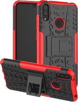 Tyre Texture TPU + PC schokbestendig hoesje voor Huawei Y7 Pro 2019 / Enjoy 9, met houder (rood)