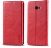Voor Galaxy J4 Plus 2018 AZNS Retro Texture Magnetische Horizontale Flip PU Leren Case met Houder & Kaartsleuven & Fotolijst (Rood)