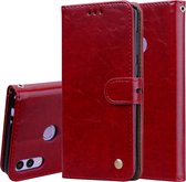Business Style Oil Wax Texture Horizontal Flip Leather Case voor Huawei Honor 8C, met houder & kaartsleuven & portemonnee (rood)