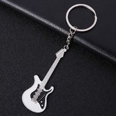 2 stuks creatieve gitaar sleutelhanger metalen muziekinstrument hanger (wit)
