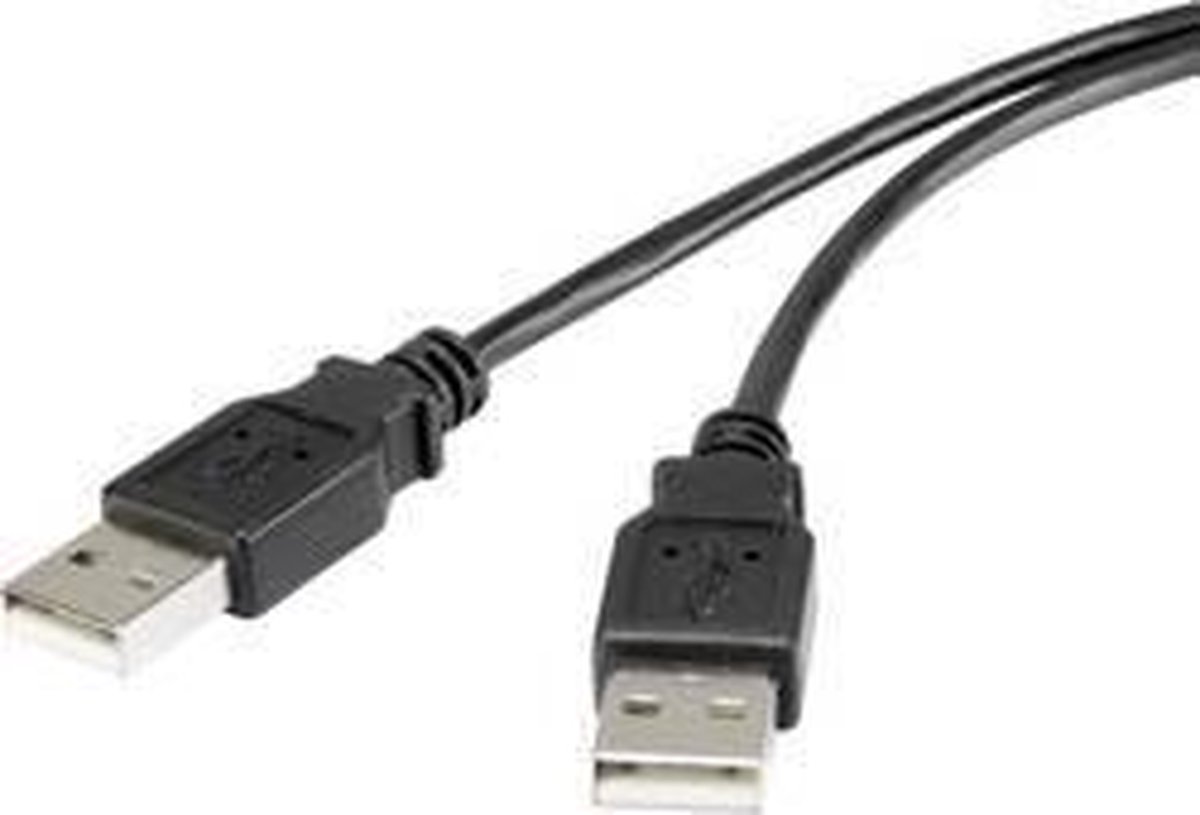 Renkforce USB-kabel USB 2.0 USB-A stekker, USB-A stekker 3.00 m Zwart Vergulde steekcontacten