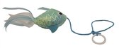 Happy pet mermaid goudvis aan touw blauw - 17x5x4cm - 1 stuks