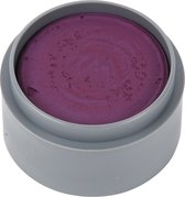 Rond grijs potje gevuld met paarse crème met swirl textuur.