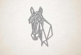 Line Art - Paard 8 - XS - 30x18cm - Wit - geometrische wanddecoratie