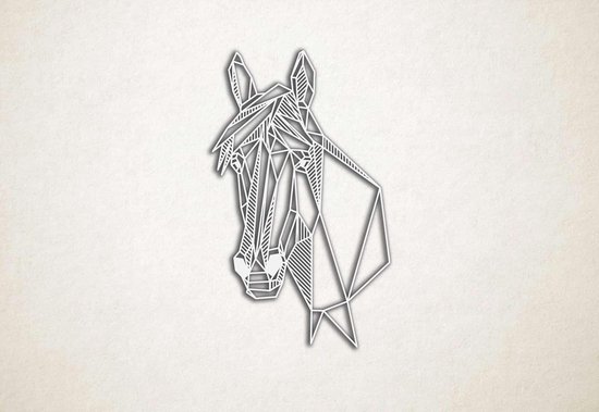 Line Art - Paard 8 - XS - 30x18cm - Wit - geometrische wanddecoratie