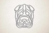 Line Art - Hond - Shar Pei - S - 54x45cm - Wit - geometrische wanddecoratie