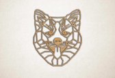 Line Art - Hond - Shiba Inu - XS - 29x25cm - Eiken - geometrische wanddecoratie