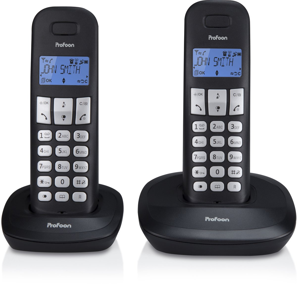 Profoon PDX-1120 Draadloze Dect Telefoon - 2 handposten - Lange standby tijd - Zwart